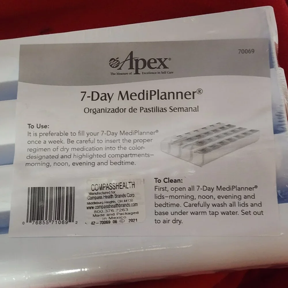 Apex Rainbow Color Organized Medicine Four Times a Day 7 Day MediPlanner #70069